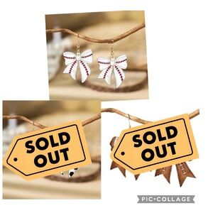 Sports Bow Dangle Earrings - Choose Ball Design NIP